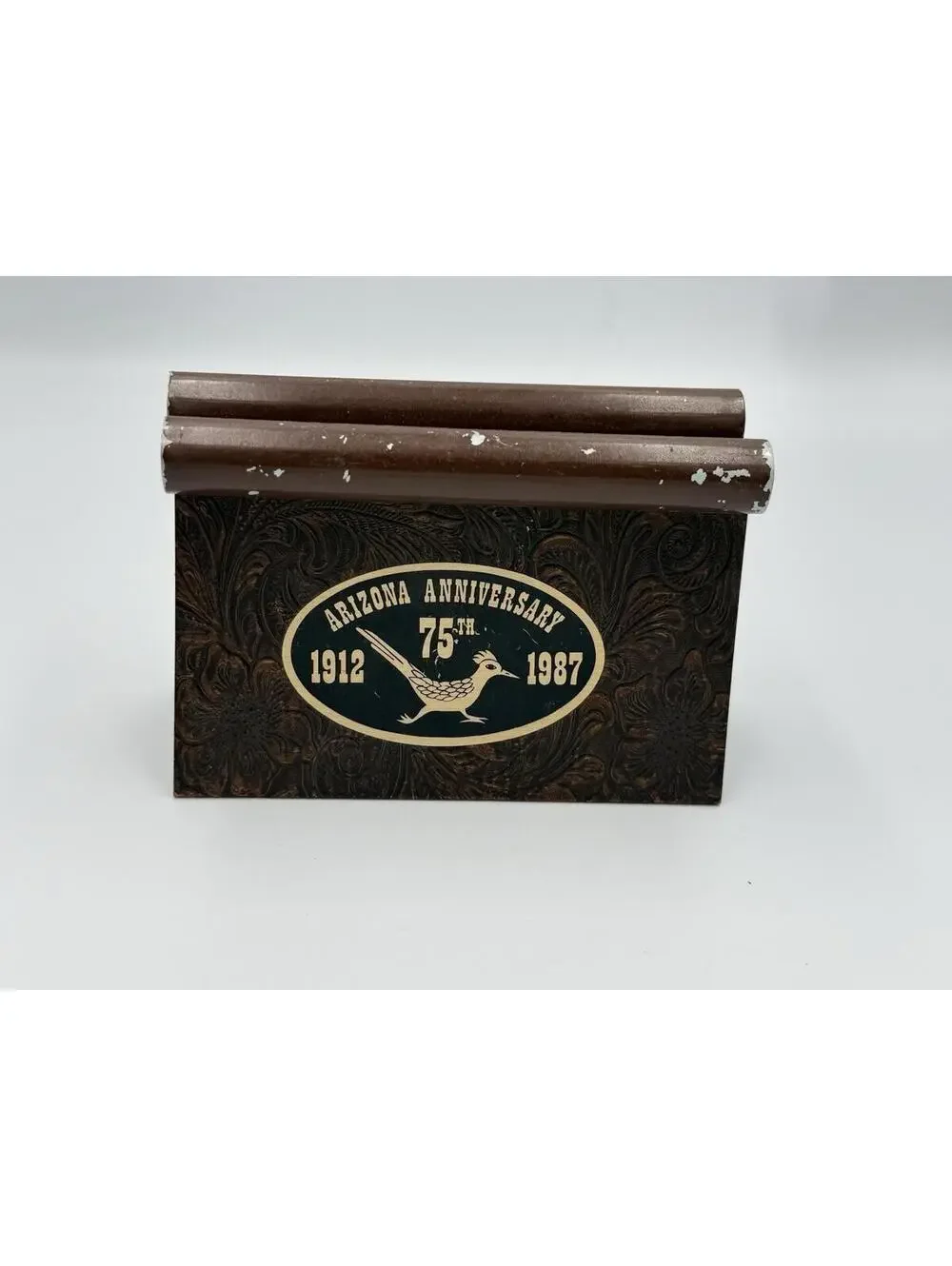 Rare Arizona 75th Anniversary Art Engraved Copper Style Napkin Holder